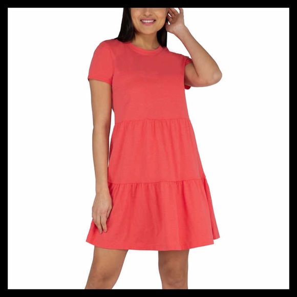 NICOLE MILLER Tiered Dress Spiced Coral - Picture 2 of 5